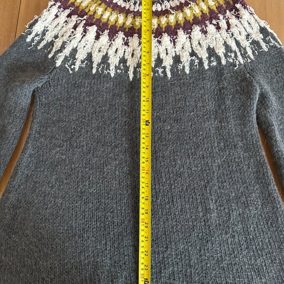 FREE PEOPLE Fairisle Knit Furry Sweater Wool Oversized Boho Streetwear 80s Y2K M - Picture 8 of 15